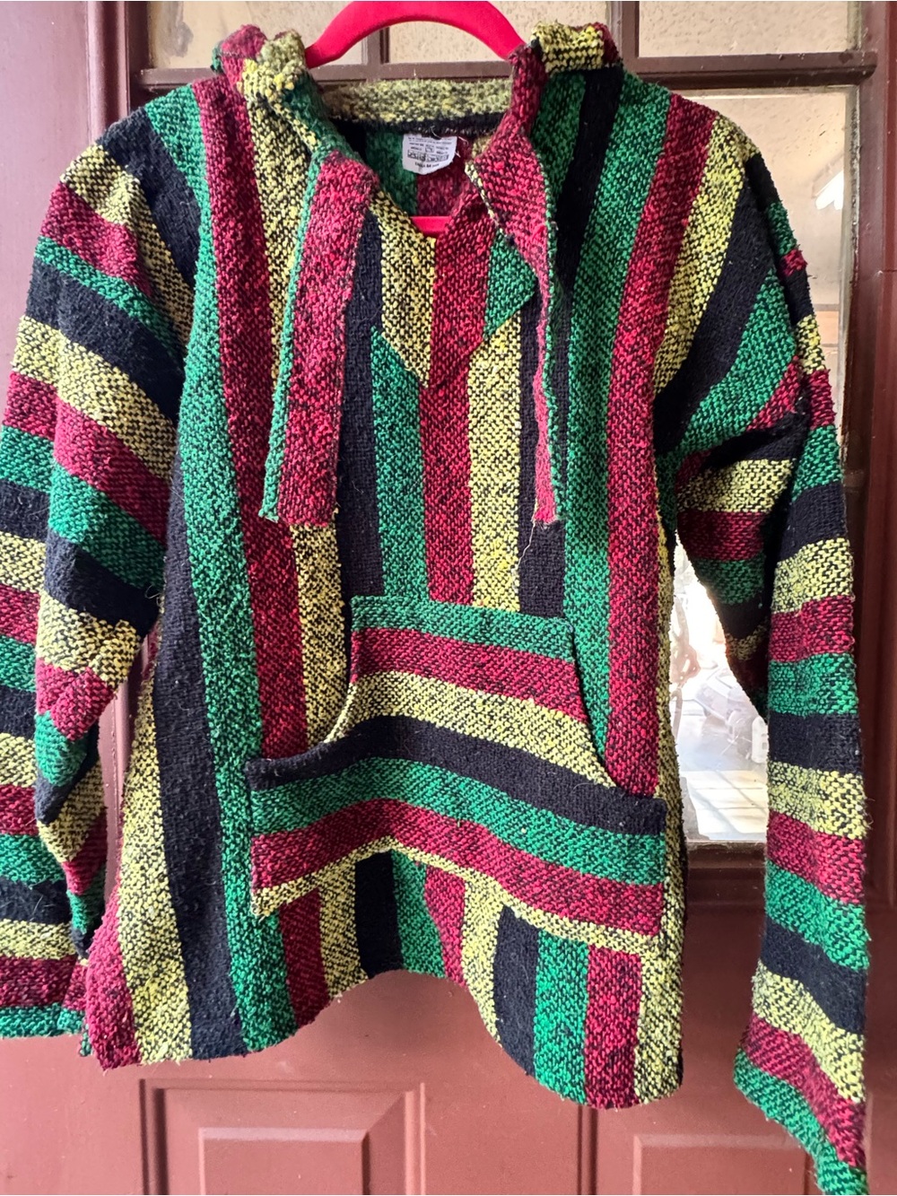 Striped Baja Hoodie in Red, Green, Yellow, Black